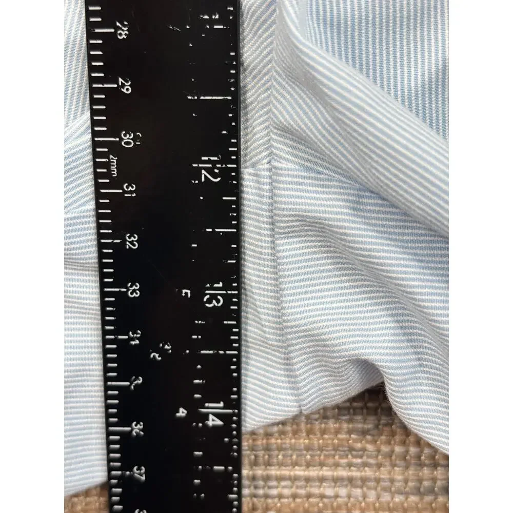 Peter Millar Men’s Seersucker Flat Front Shorts Size 40 Blue White Pinstripe